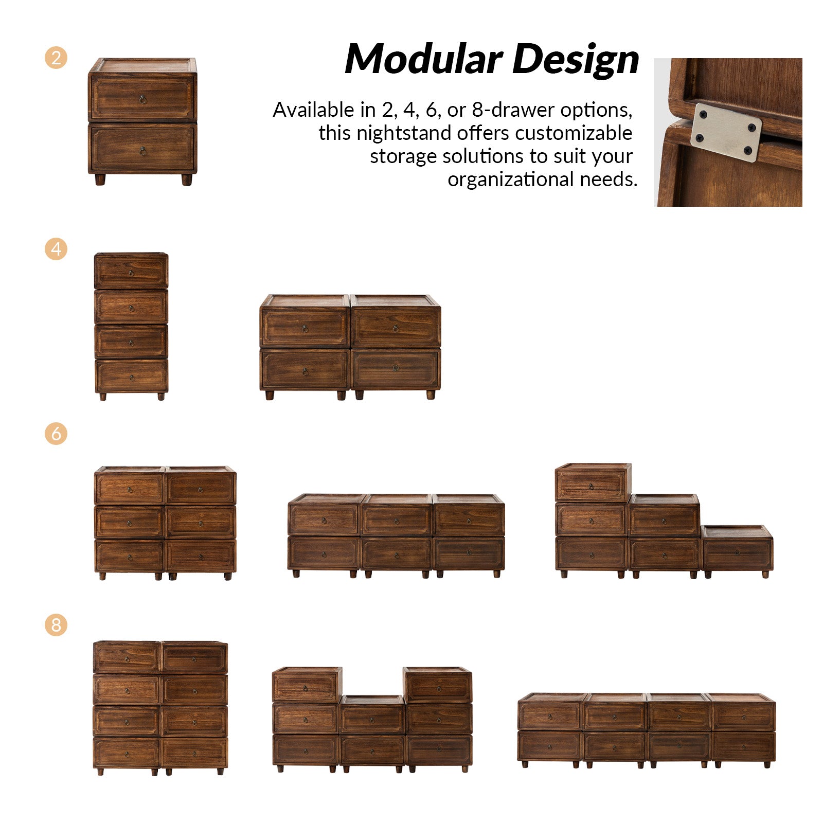 Nicole 2-Drawer Nightstand in Walnut