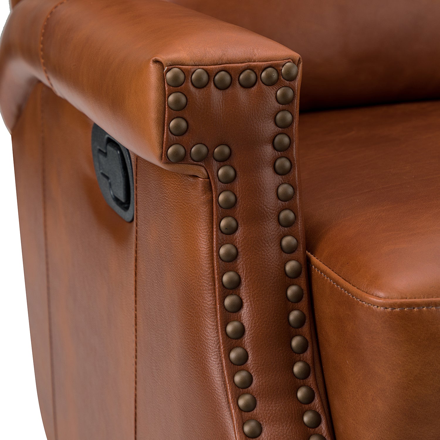 Louise Genuine Leather Swivel Rocker Recliner in Saddle