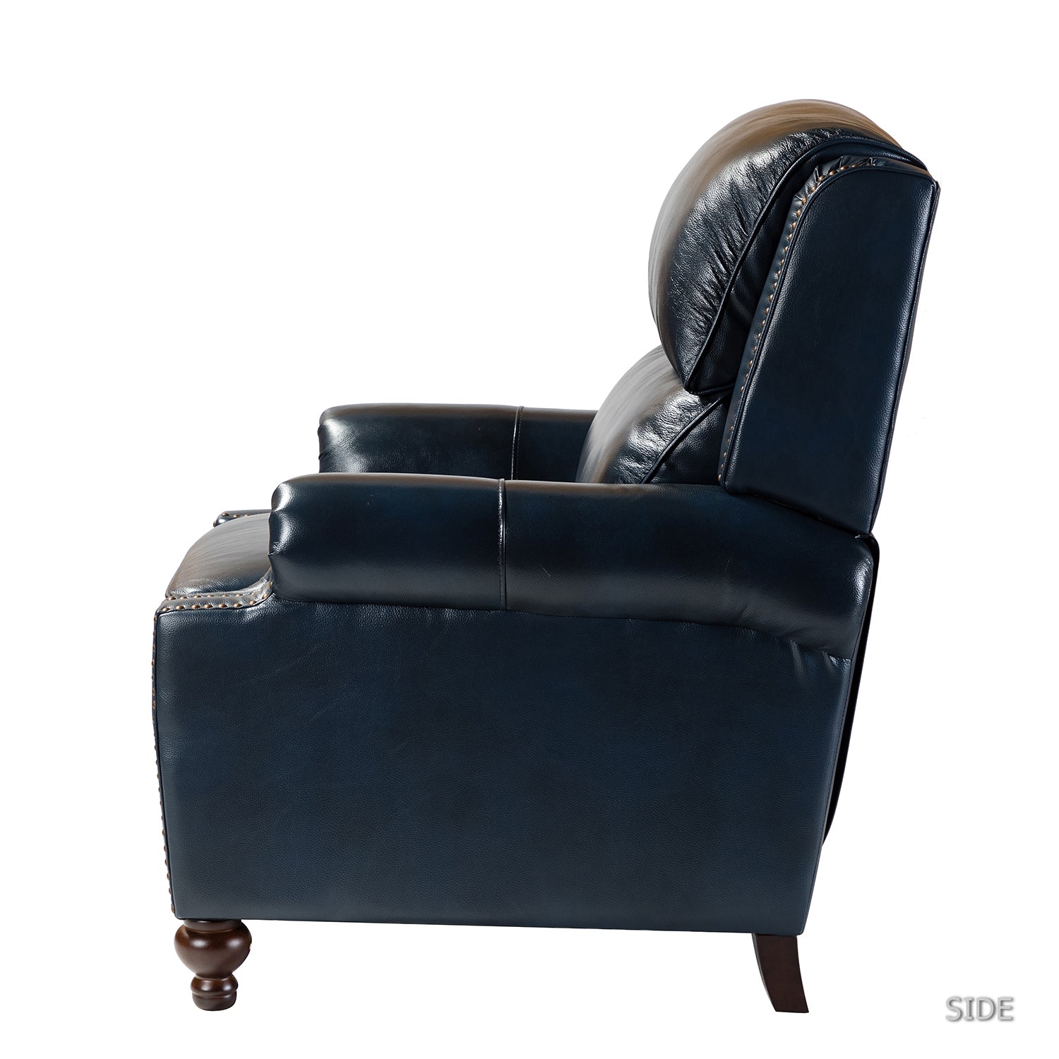 Franco Genuine Leather Recliner in Navy