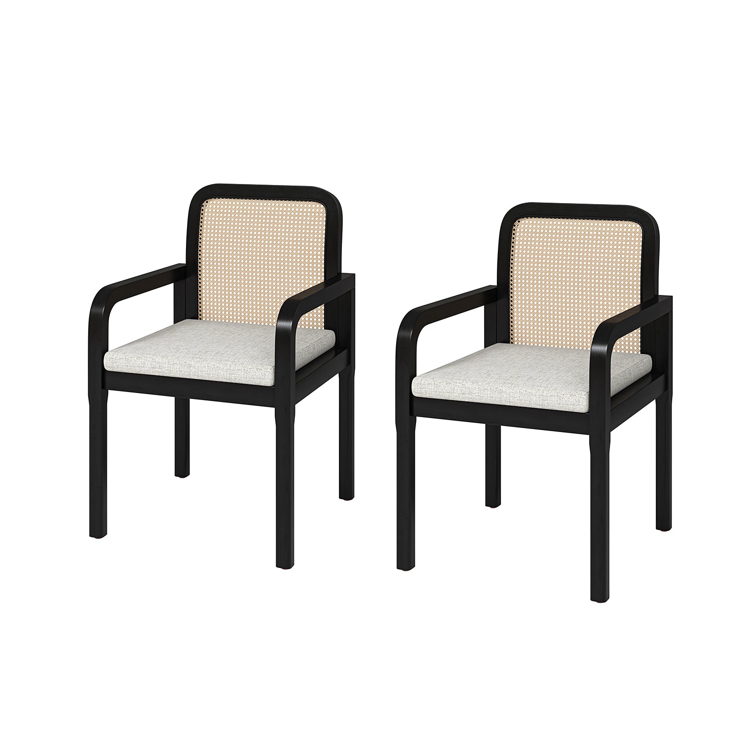 Antoine Ratten Dining Chair Set of 2 in Black