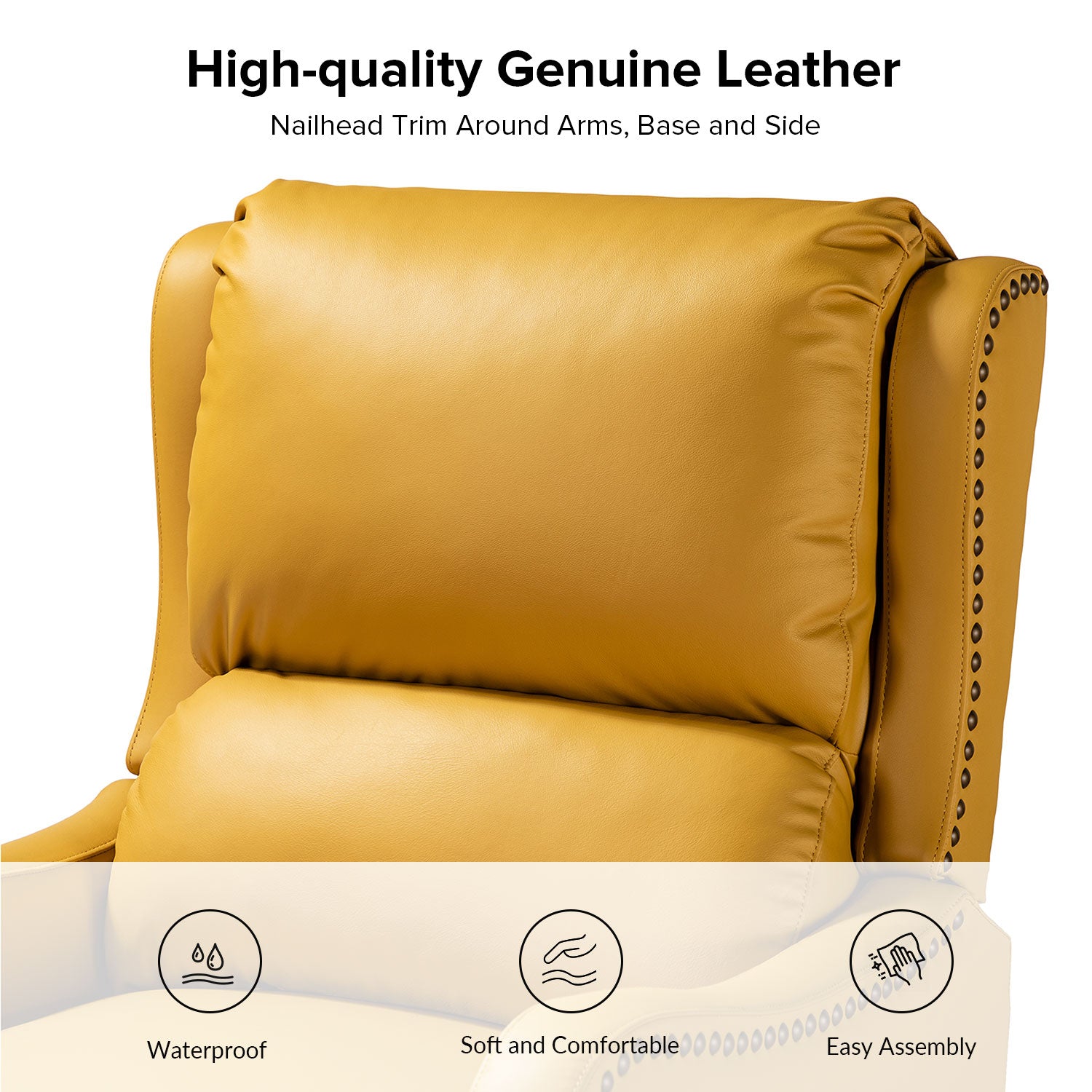 Hyde Genuine Leather Recliner in Yellow
