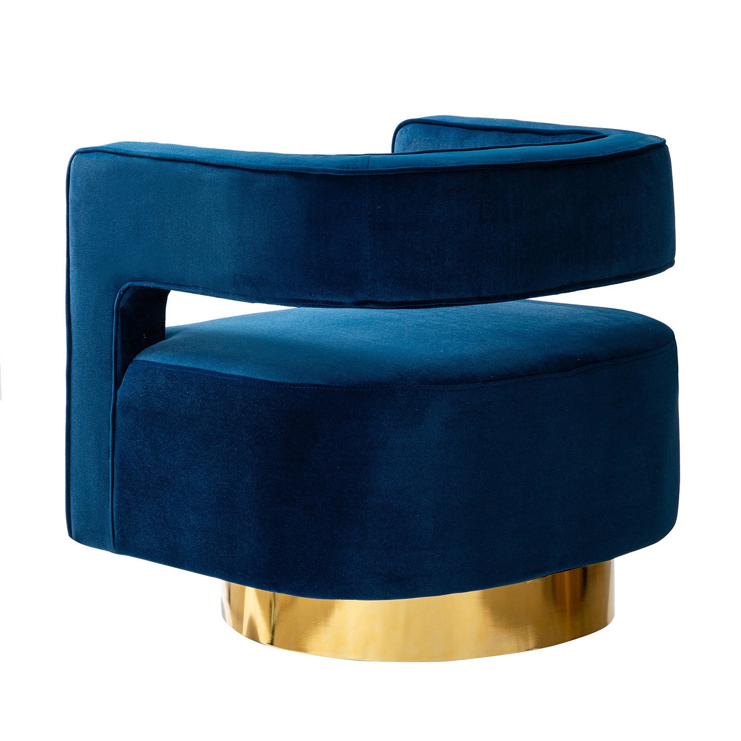 Blanca Swivel Barrel Chair in Navy