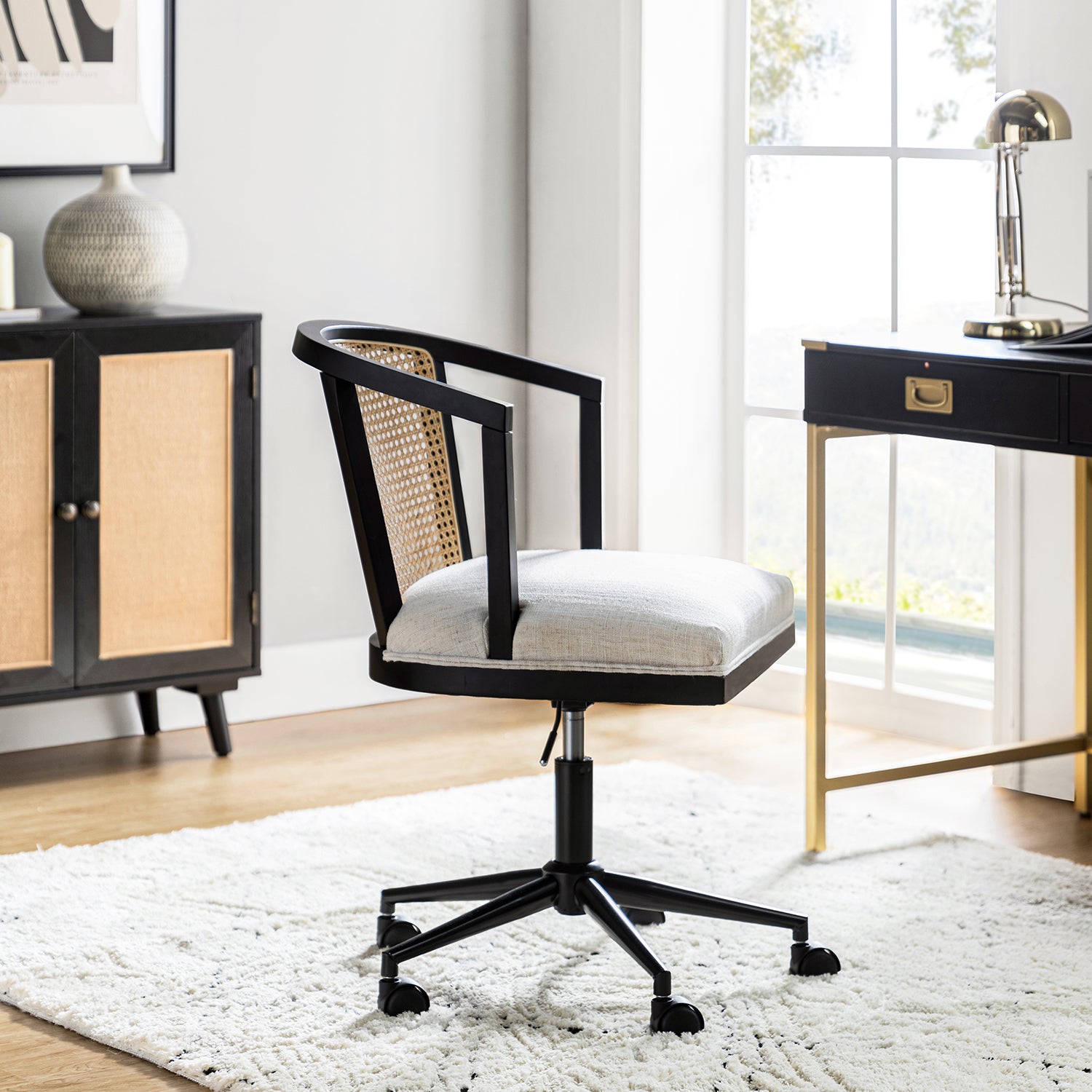 Freda Rattan Task Chair- in Black