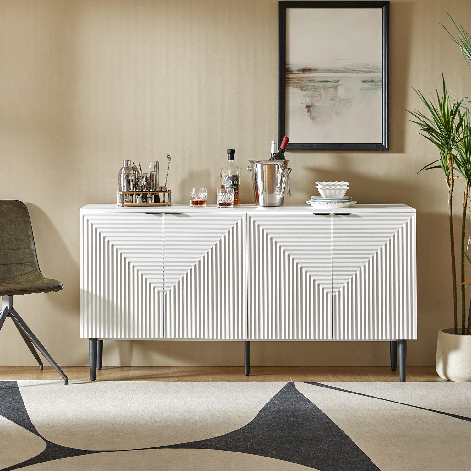 Burkart 4 Door Sideboard in White