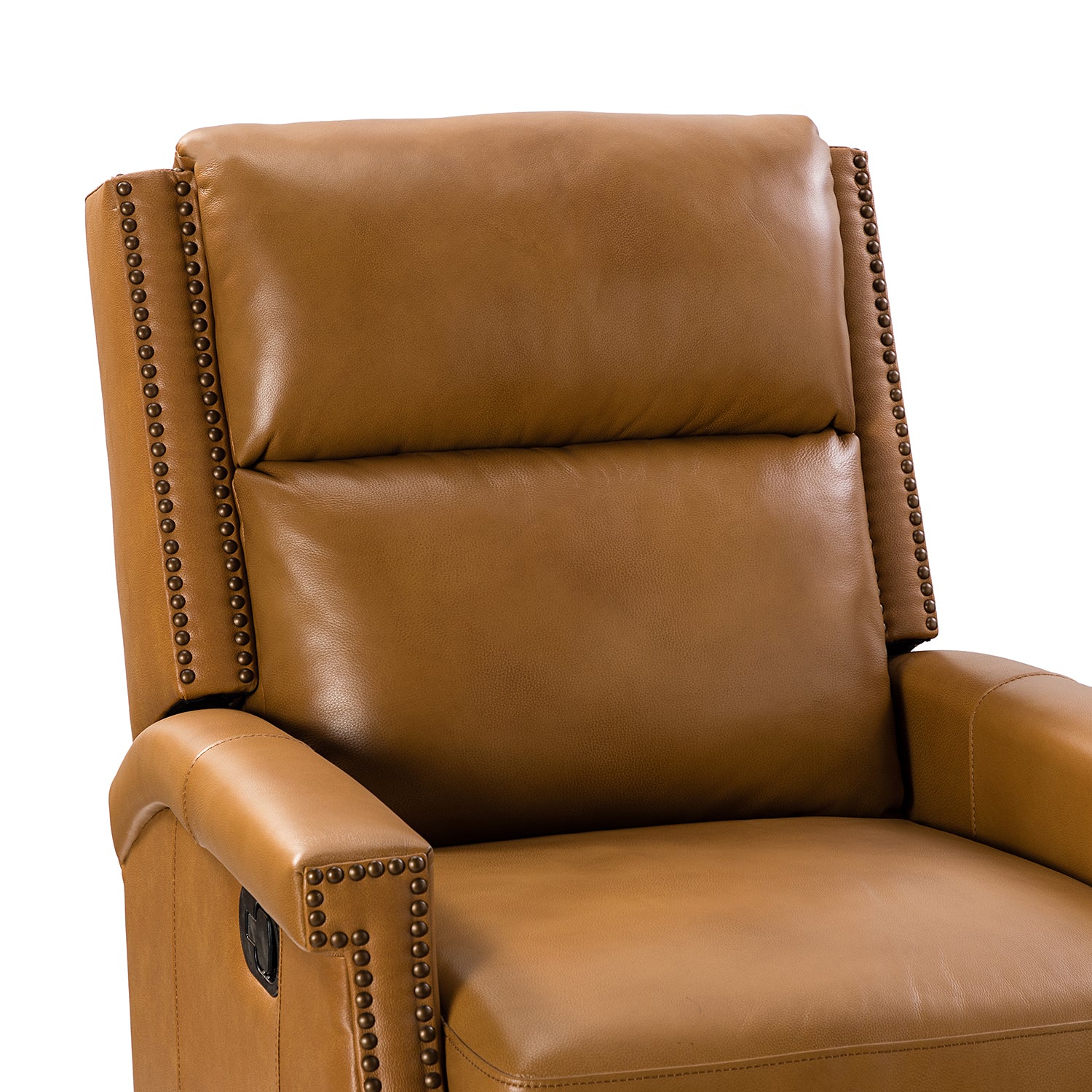 Louise Genuine Leather Swivel Rocker Recliner in Camel