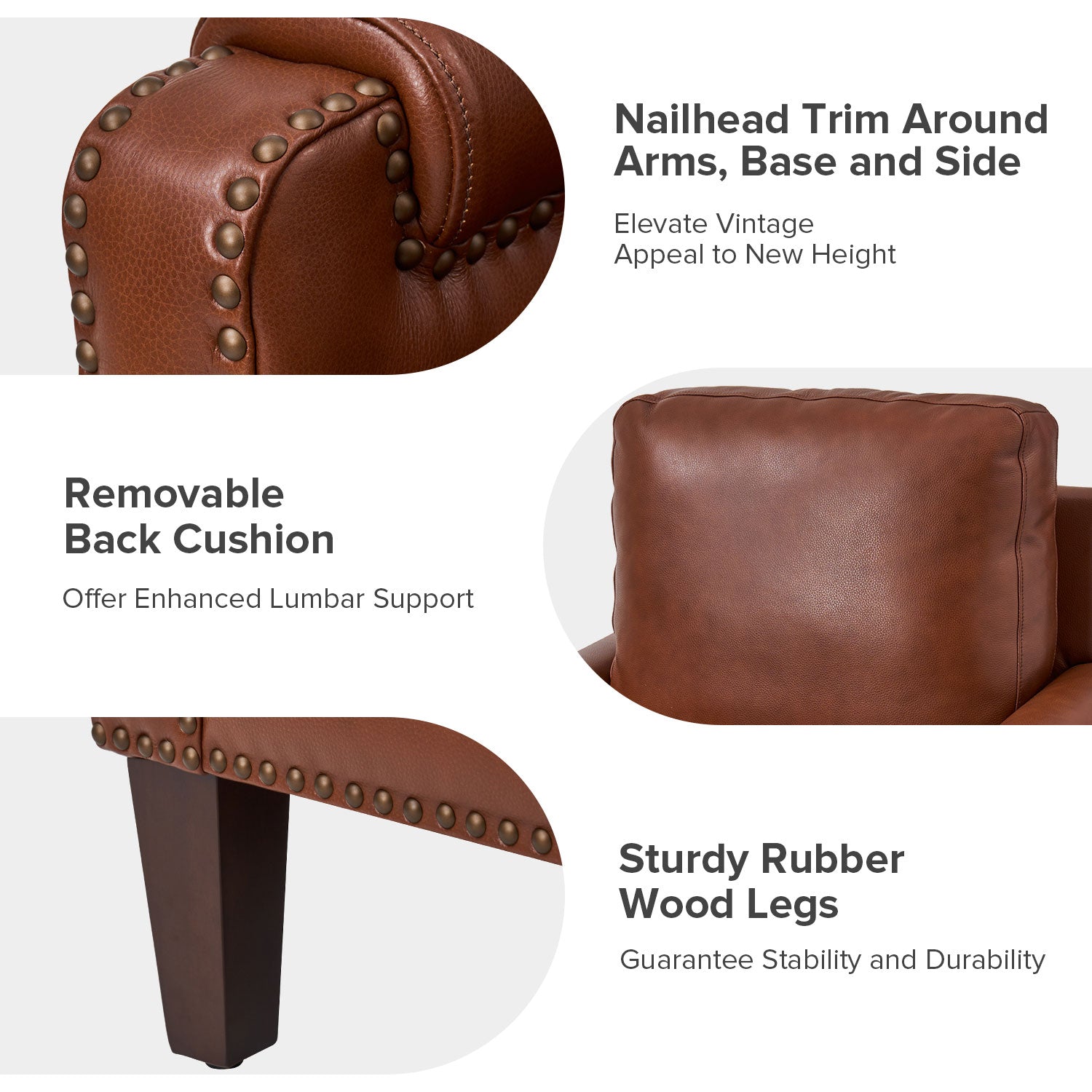 Raimund Genuine Leather Armchair in Brown