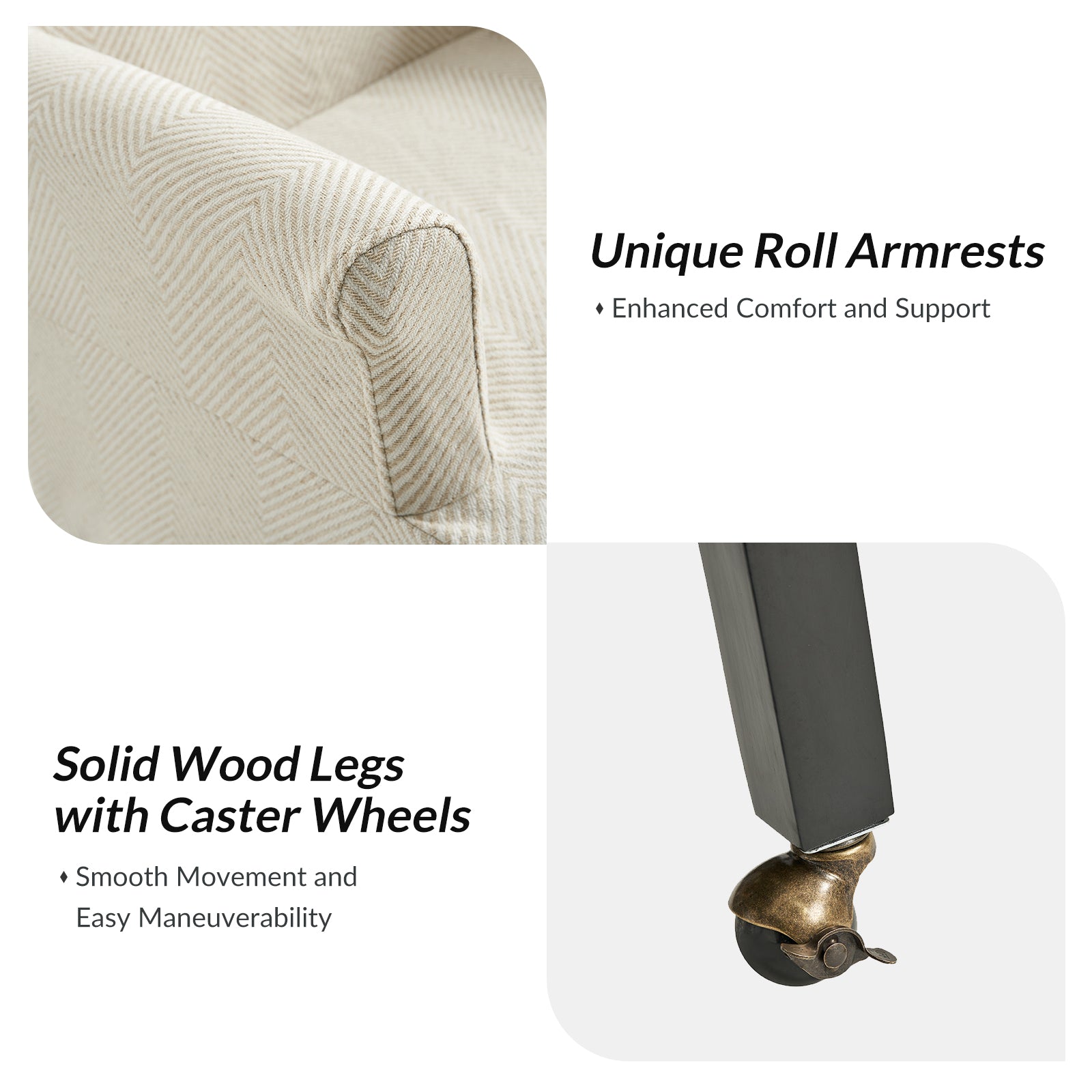 Kanrad Slipcover Dining Chair with Casters in Tan