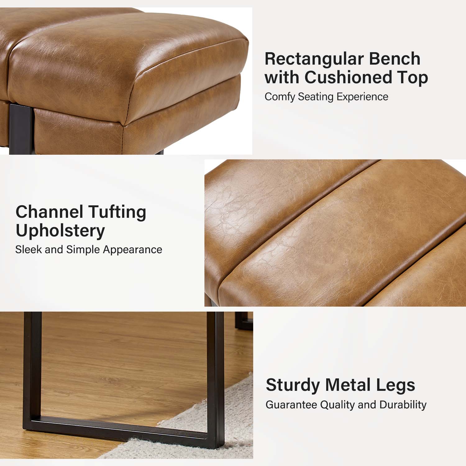 Laurg Upholstered Bench in Camel