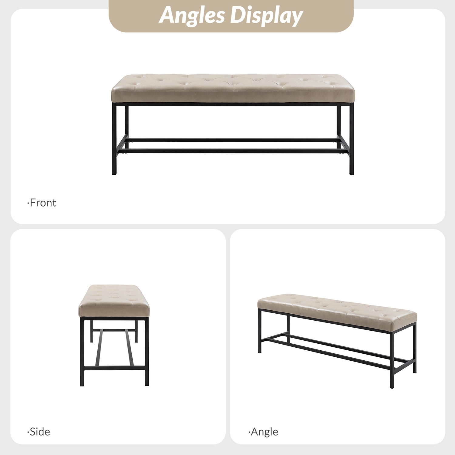 Jakob Upholstered Bench in Beige