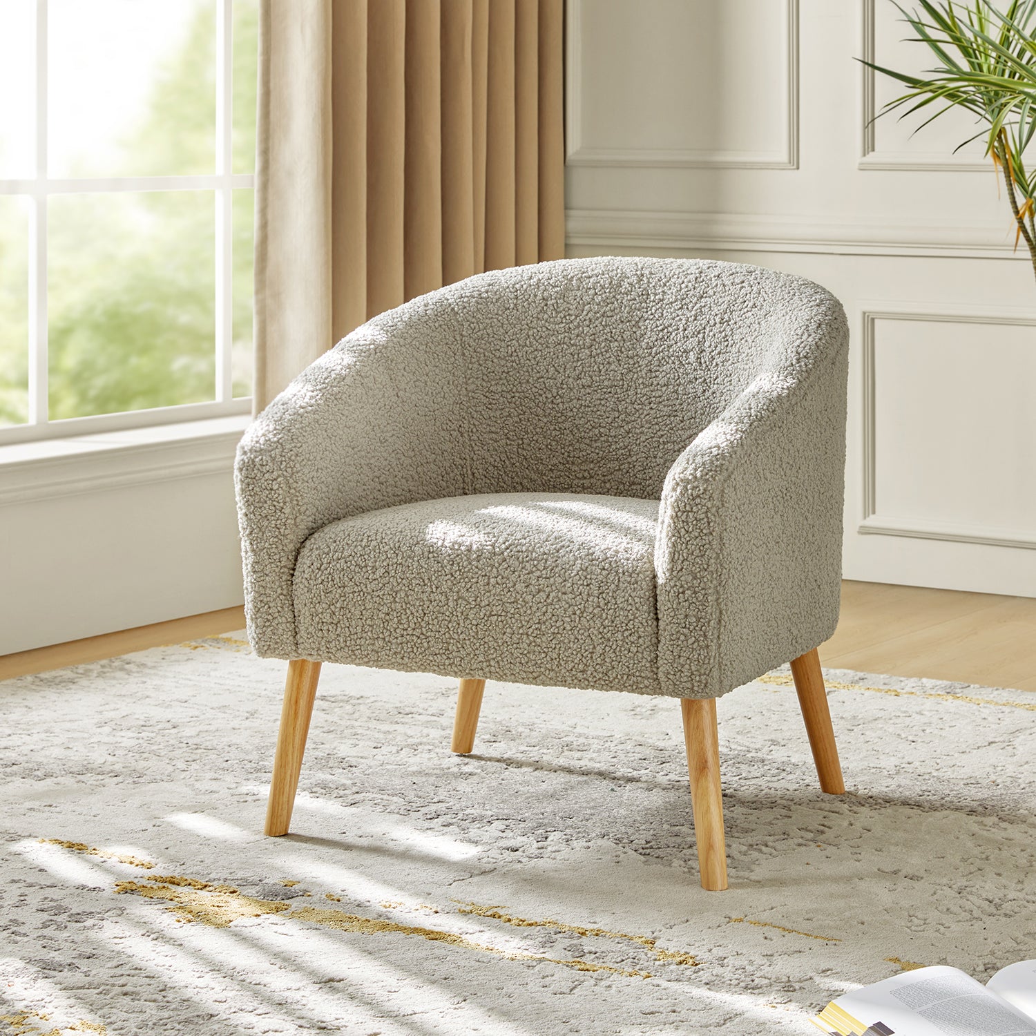 Nell Boucle Armchair in Grey
