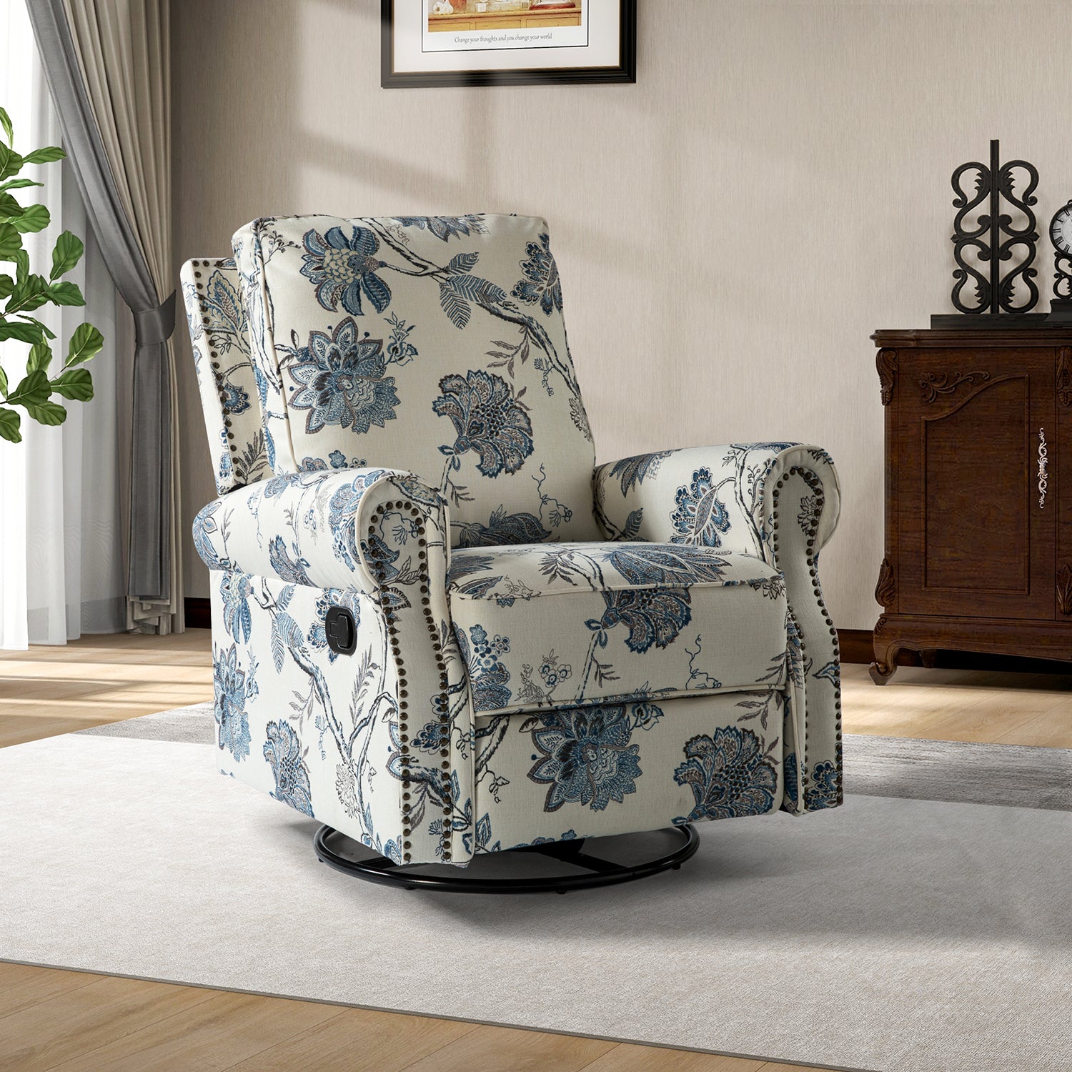 Kaspar Manual Swivel Glider Recliner in Jeacobean