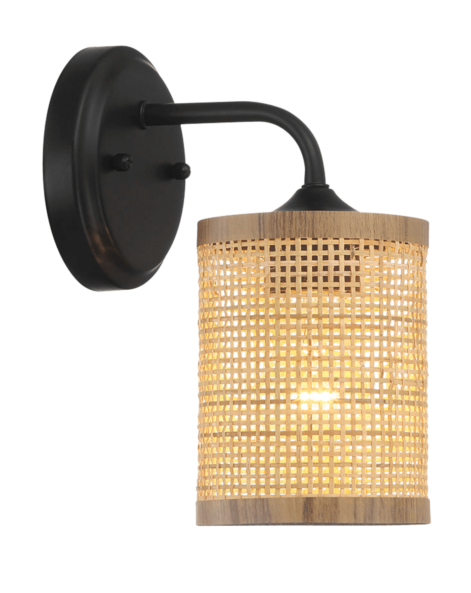 Reef Single Lights Wall Sconce With Natural Rattan Shade Rustic Wicker Wall Light