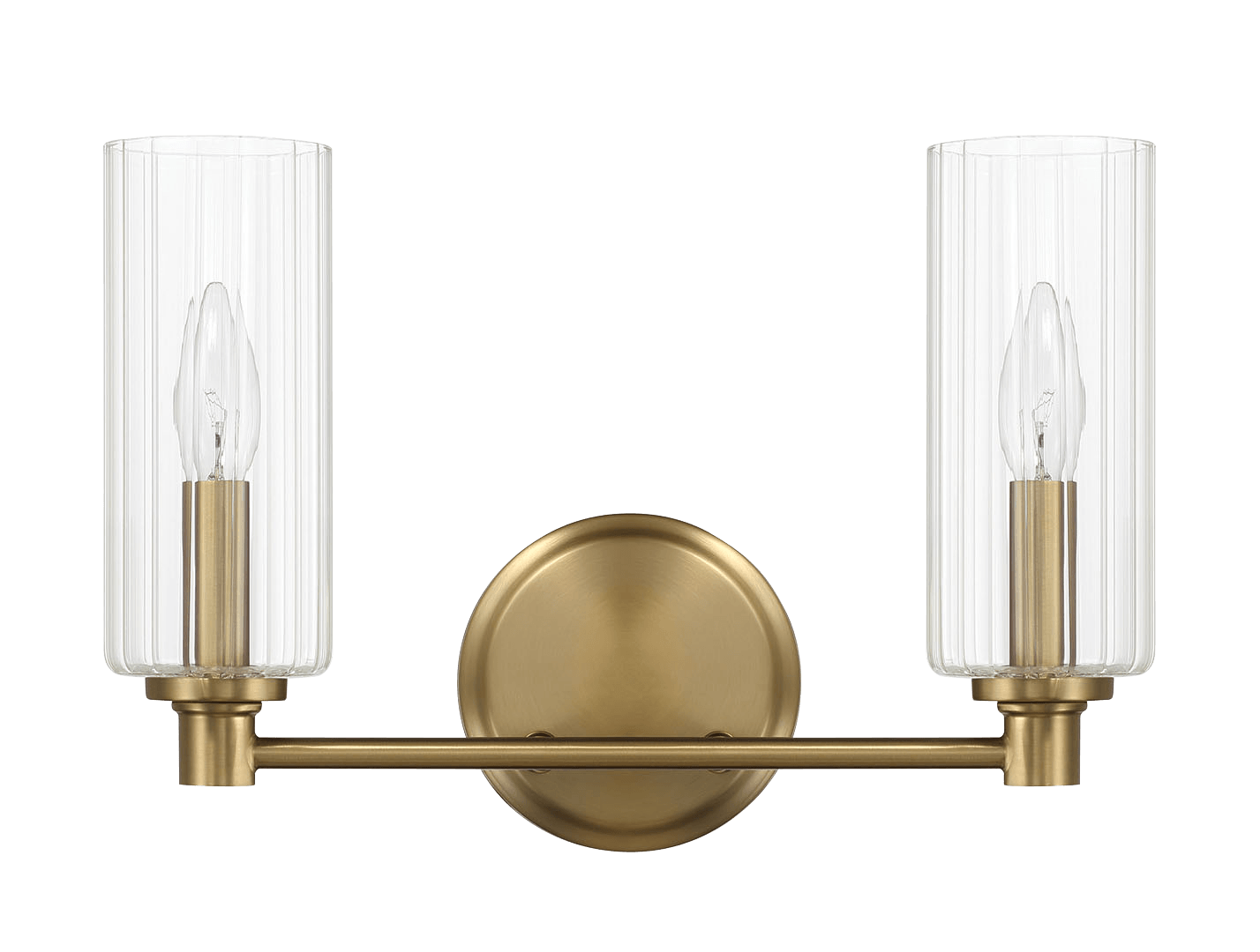 Regal Double Light Vanity With Clear Ribbed Glass - Satin Brass